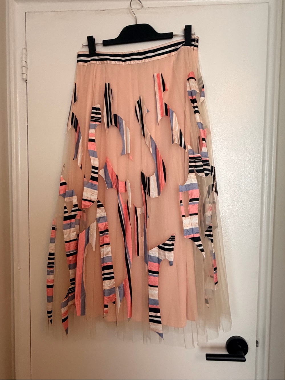 Anthropologie Geisha Designs Mae Appliqué Tulle Midi Skirt M